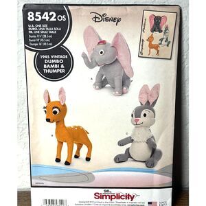 Disney 8542 OS Sewing Pattern 1945 Vintage Dumbo Bambi Thumper Anniversary Uncut